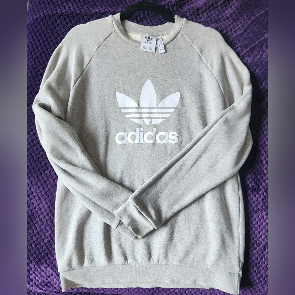 Adidas crew neck pullover, M, grey
